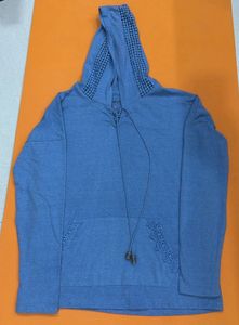 Blue Lace Trim Hoodie
