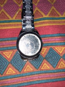 Silver Engraved Chain Watch For Men