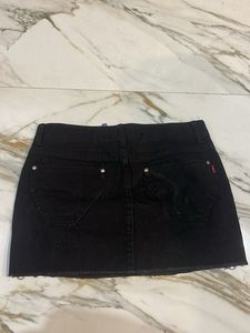 Black Denim Mini Skirt
