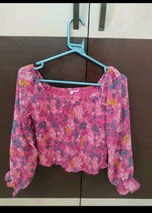 Pink Floral Smocked Top