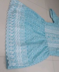 Charming Blue Embroidered Dress