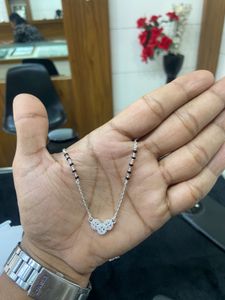 Elegant Silver Mangalsutra with Crystal Pendant