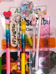 BTS And Bt21 Pens & Pencil With Banana Eraser
