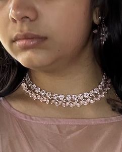 Rose Gold Necklace With Matching Earrings