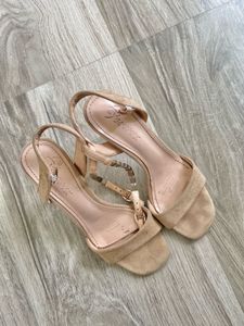 Beige Heels With Sparkle Strap