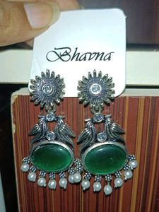 Green Oxidised Beautiful Earrings