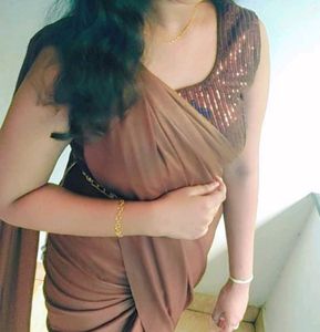 Elegant Brown Saree with Sequin Blouse