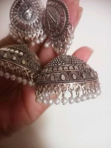 Silver Jhumka Earrings