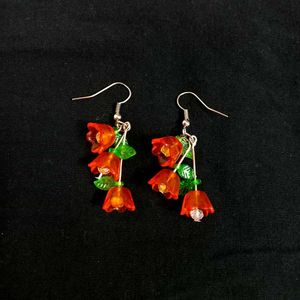 Handmade Lily of the Valley Earrings - Orange