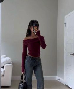 Burgundy Off-Shoulder Top