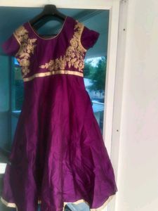 Elegant Purple Dress with Gold Embroidery
