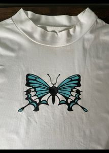 Urbanic White Butterfly Crop Top