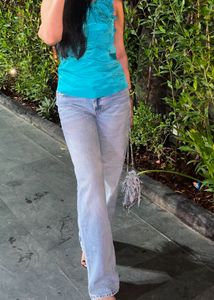 Teal Sleeveless Corset Top