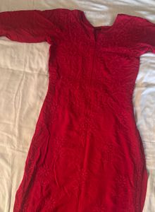 RED CHIKANKARI KURTA SET♥️