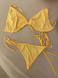 Bikini Set With Thong In Yellow
