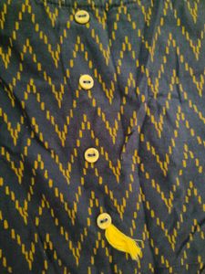 Siyahi Black And Yellow A-line Kurti With Button