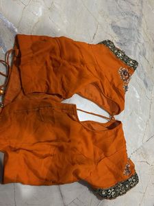Orange Heavy Saree With Blouse