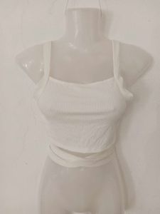 White Ribbed Crop Top