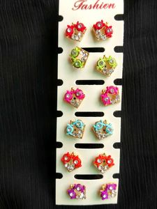 Colorful Rhinestone Earrings Pp 10rs