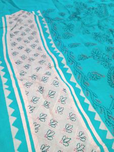 Unstitched Cotton Chicken Kari Suit