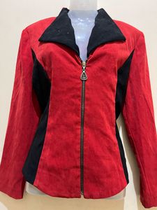 Vintage Red &amp; Black Suede Jacket