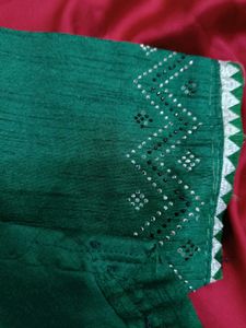 Tailored Green Blouse with Embellishments