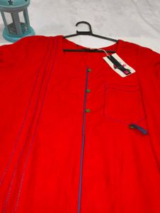 Set of 3 Kurtis - Red, Floral, &amp; Geometric Prints