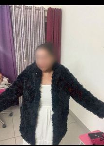 Fuzzy Black Faux Fur Coat