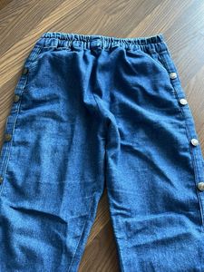 Button Accent Denim Pants