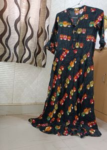 Long Gown(Black) With Mix Of Different Colours