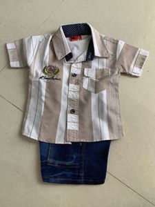 Boys Outfit: Shirt &amp; Denim Shorts