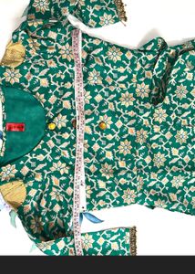 A Line Green-Golden  Long Kurta