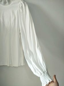 Bishop Sleeves With Smocked Neck Details