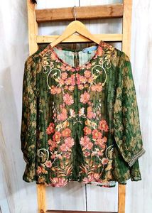 Floral Print Green Top size-42-44