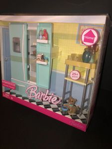 2006 Barbie Doll Fridge &amp; Cart Kitchen Playset