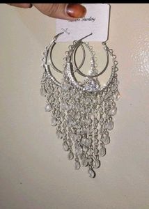 Crystal Drop Hoop Earrings