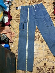 Blue Cargo Denim Pants Unisex
