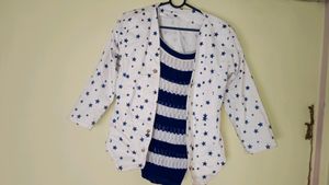 Coat and Top White &amp; Blue Colour Verry Nice Combination