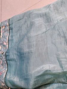 Beautiful Sea Green Saree With Blouse