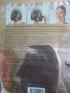 Mirabelle Pearl Charcoal Facial Sheet Mask