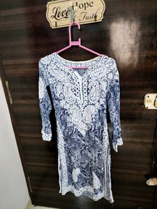 Printed Blue Lucknavi Kurta
