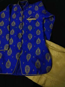 Boys&#39; Blue &amp; Gold Sherwani Set