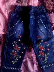 Cute Pink Top &amp; Embroidered Jeans Set