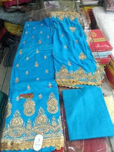 Teal & Gold Embroidered Salwar Kameez