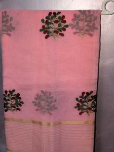 Pink Embroidered Saree