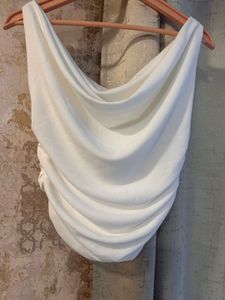 Uptownie White Off Shoulder Tank Top, Bust-34