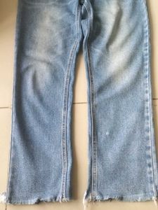 Light Blue With Fade Patches Print Denim Jeans
