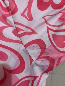 Pink y2k Patterned T-Shirt