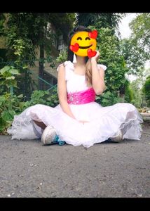 White &amp; Pink Tulle Party Dress💕🤍