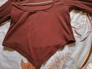 Square Neck Maroon Crop Top
